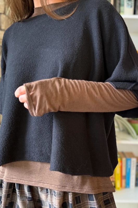 Essential Cashmere Blend Sheer Layering Top Chocolate